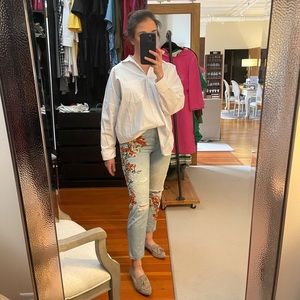 Oversized white women’s button down